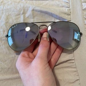 Woman’s ray- bans aviators, used, purple lenses